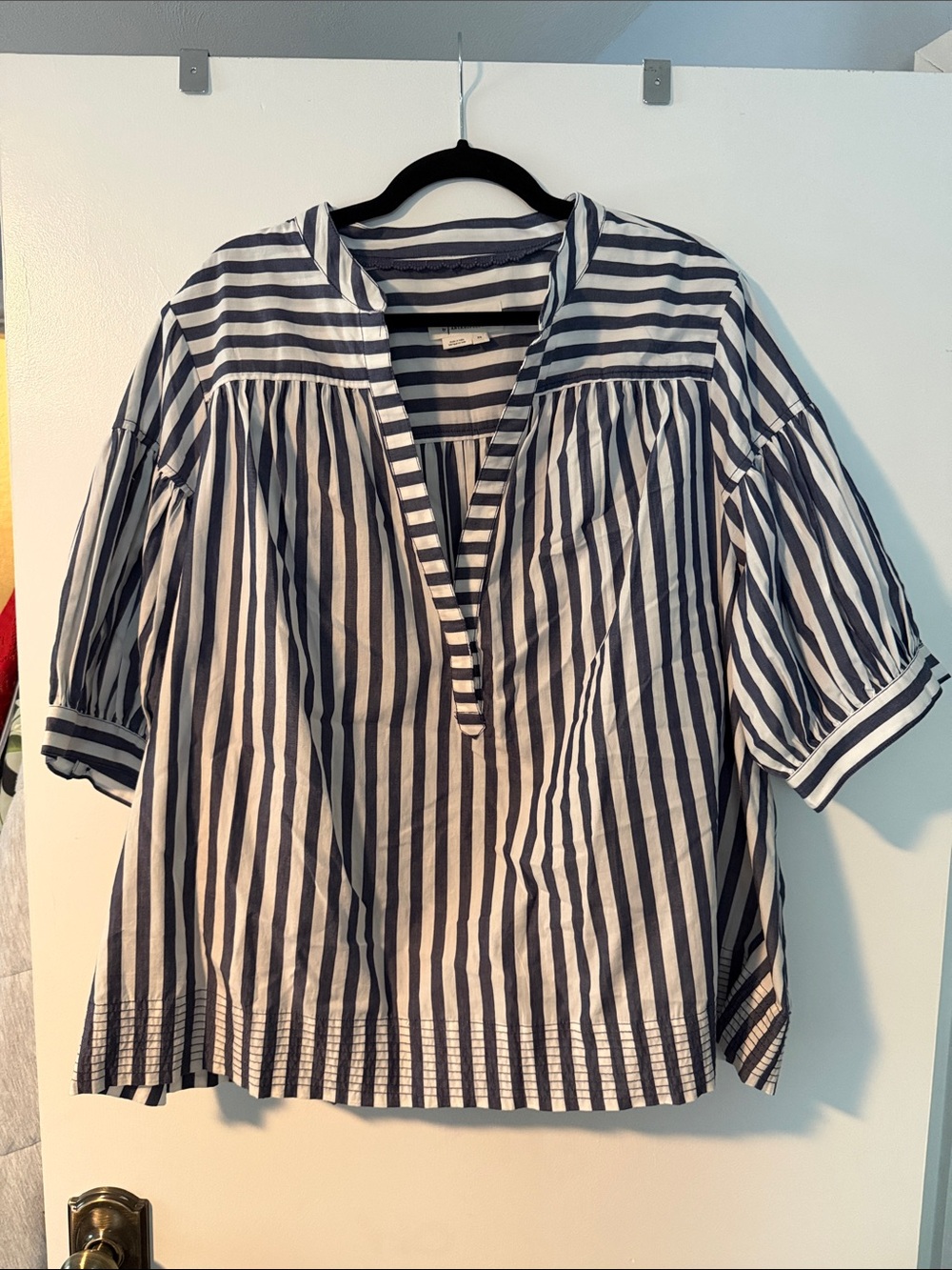Anthropologie Navy & White Striped V-Neck Tunic